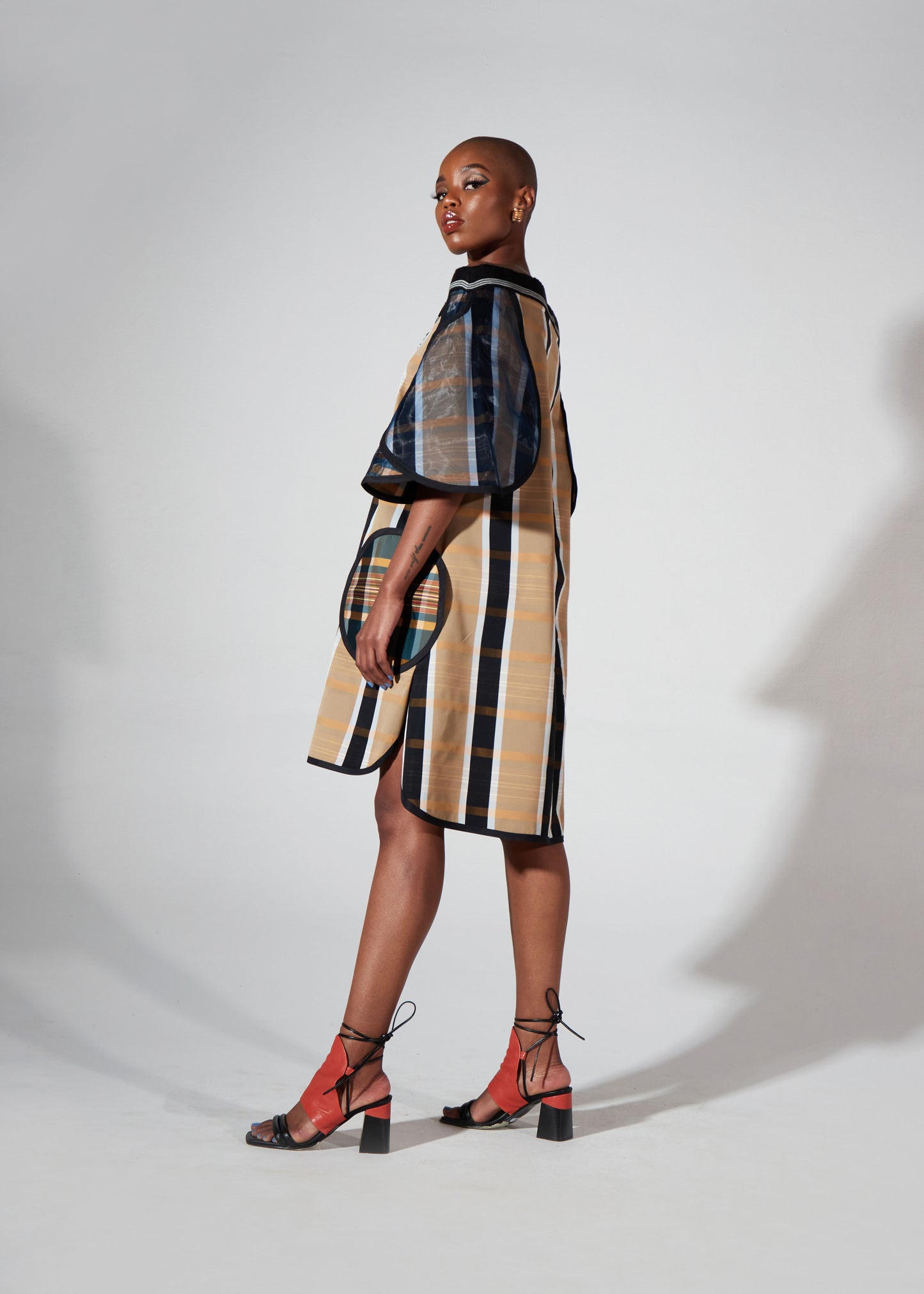 PIXEL PARTICLE SILK TAFFETA MINI DRESS