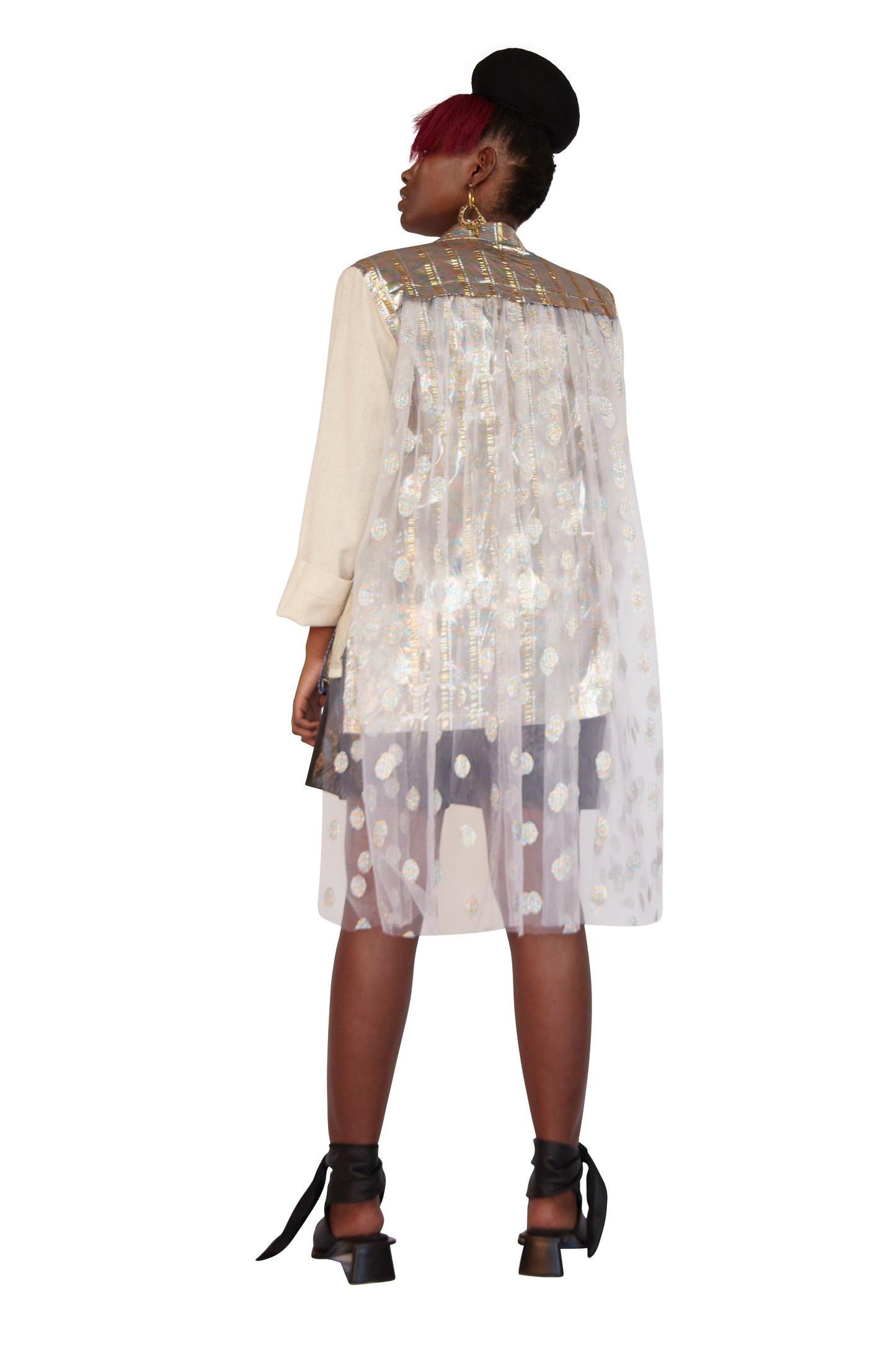 LAMÉ FOIL STOKROOS FLARED SHIRT