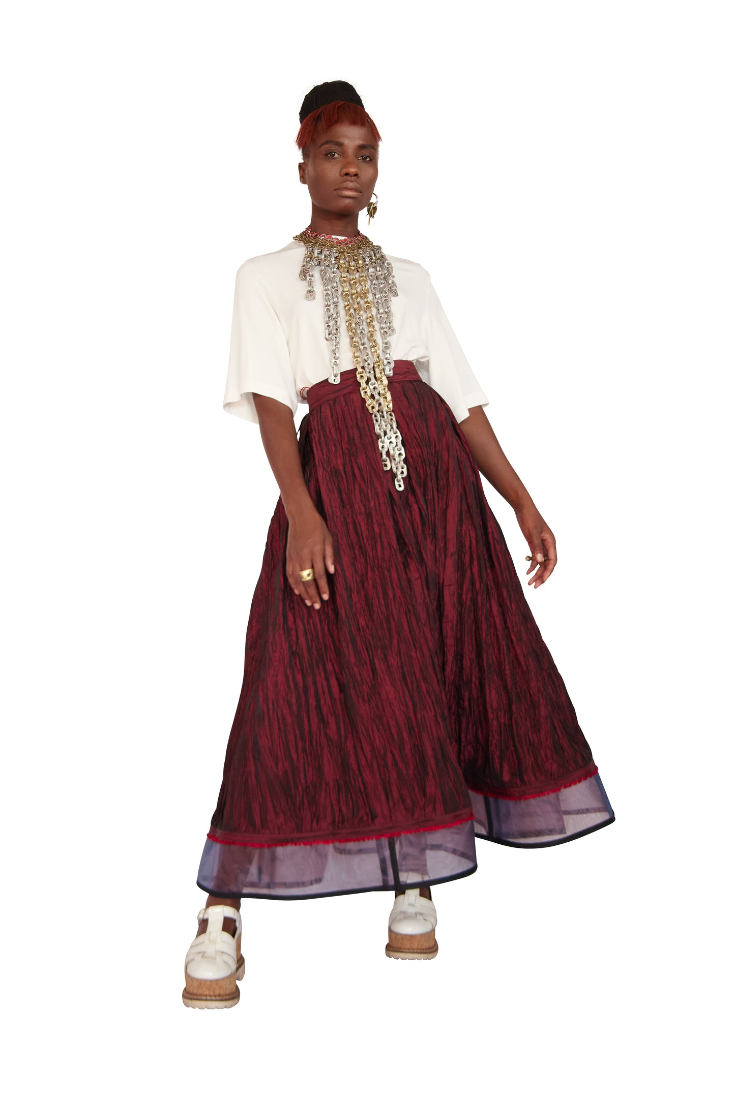 Flared Vintage Taffeta Skirt