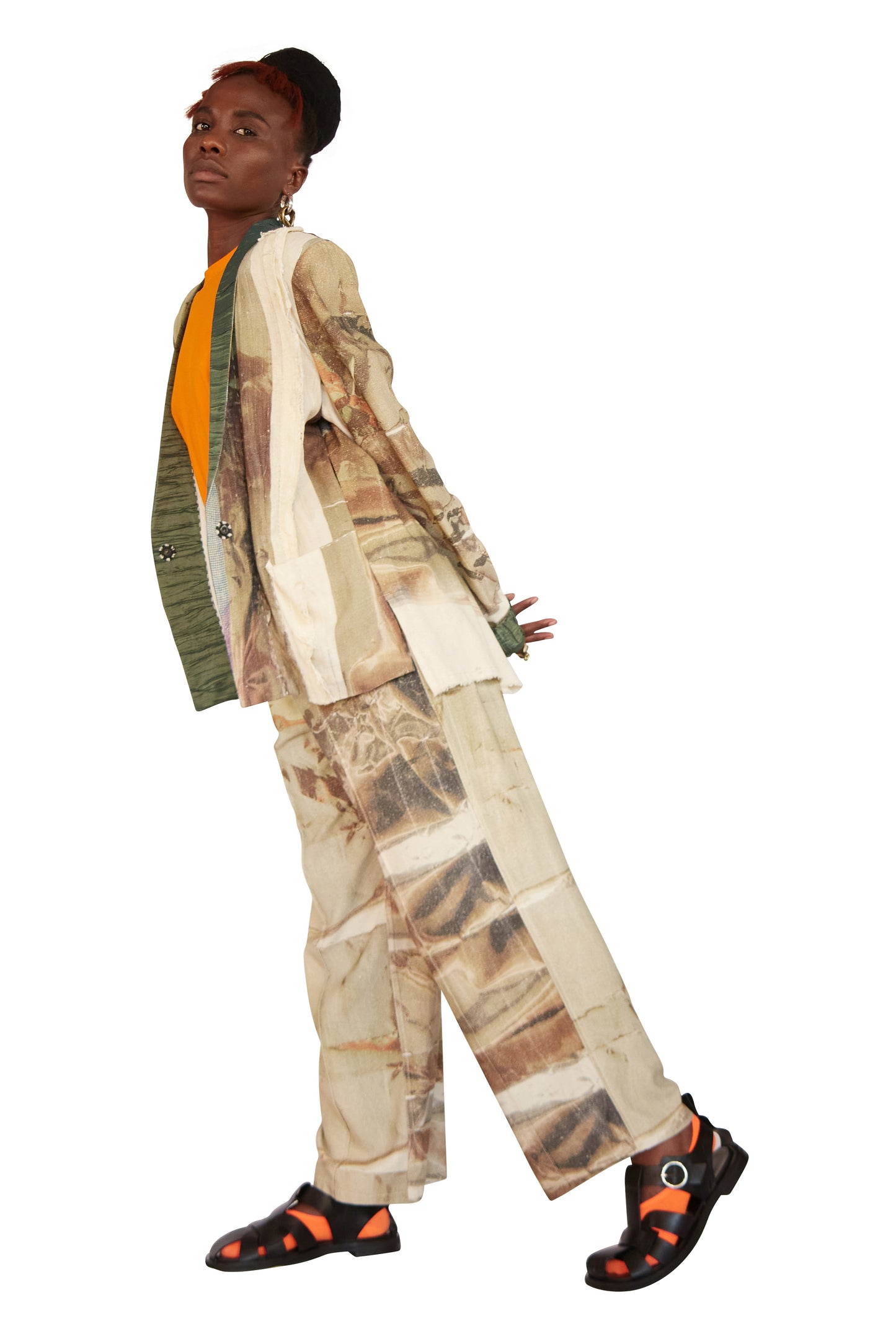 META FOIL VIVIERS RAW SILK TROUSERS