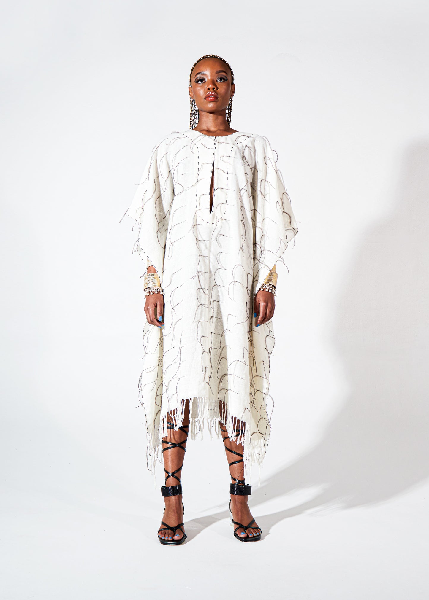 Flue Feathered Handwoven Kaftan