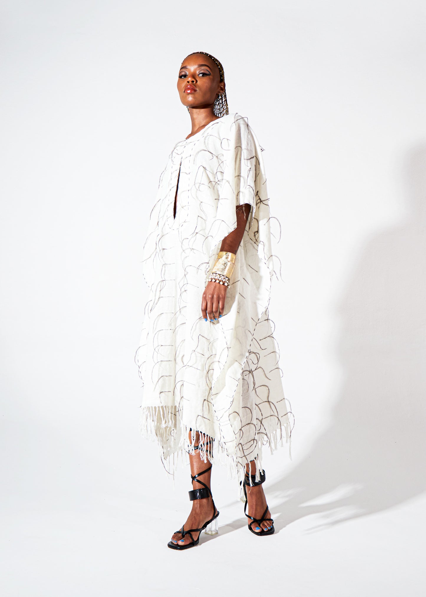 Flue Feathered Handwoven Kaftan