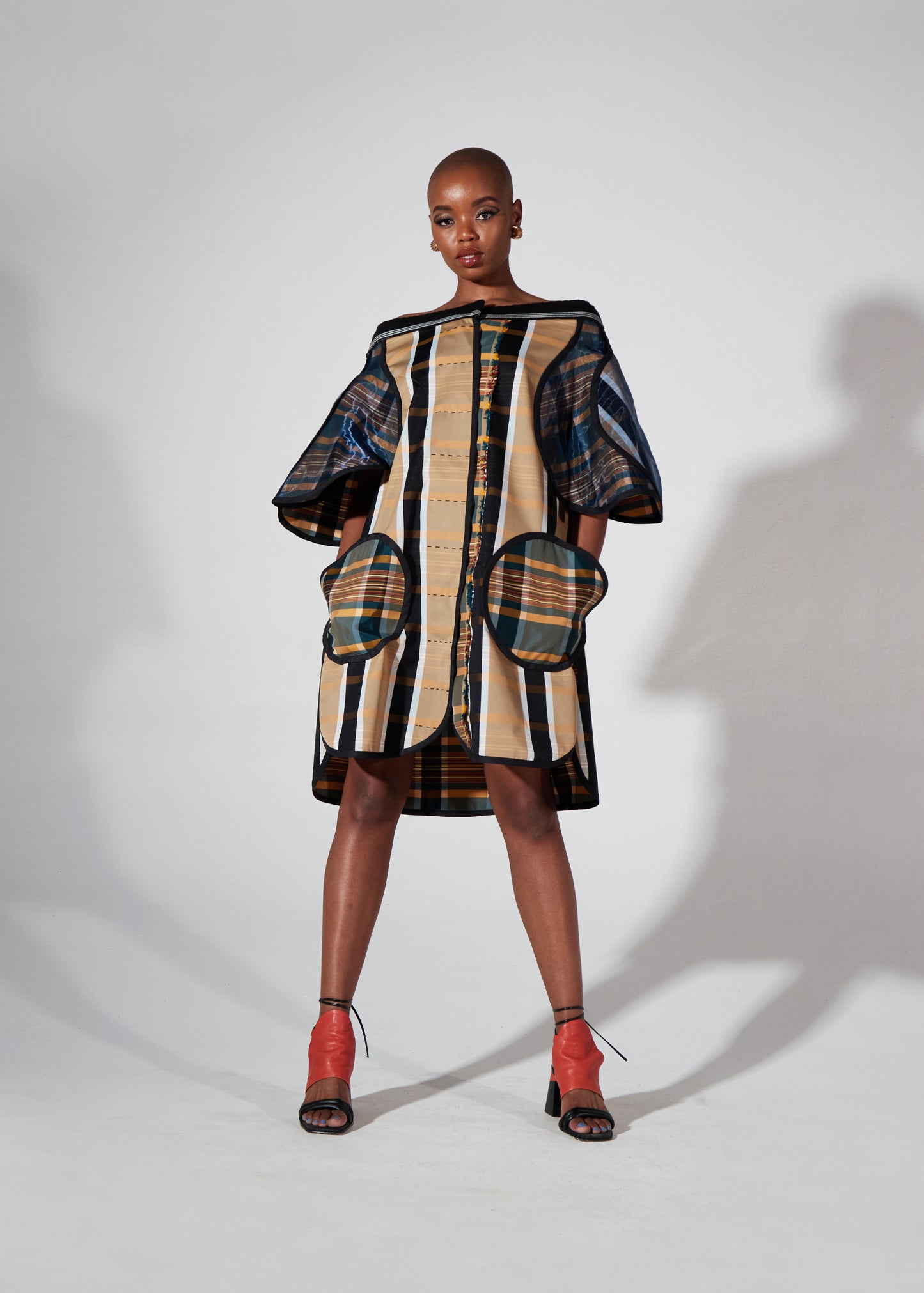PIXEL PARTICLE SILK TAFFETA MINI DRESS