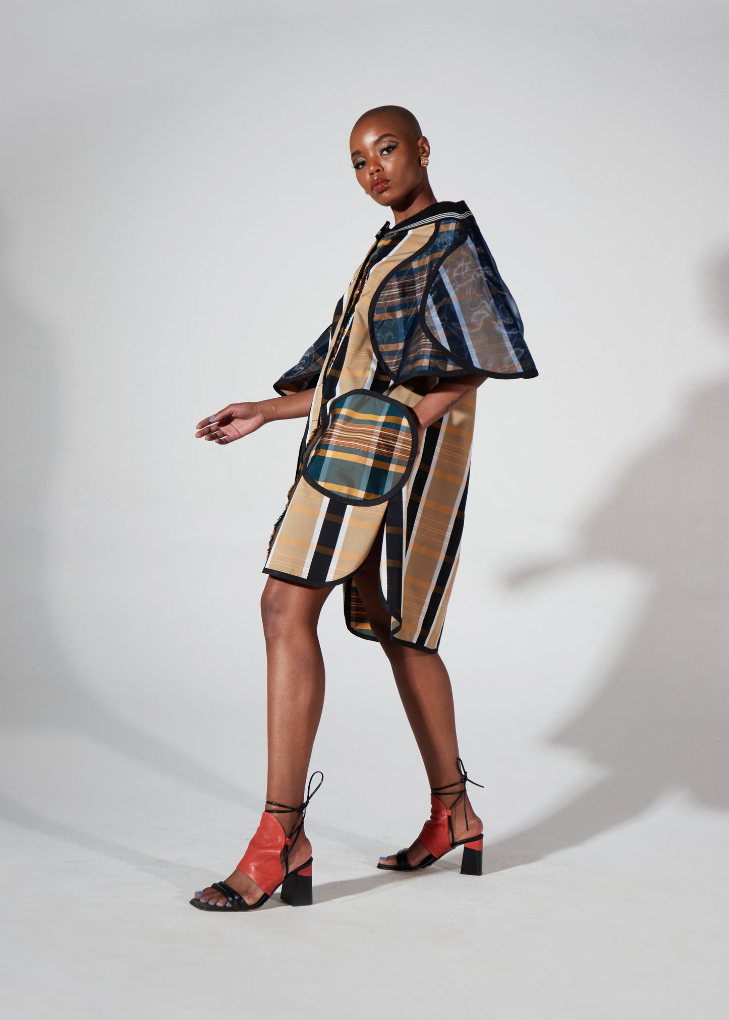 PIXEL PARTICLE SILK TAFFETA MINI DRESS