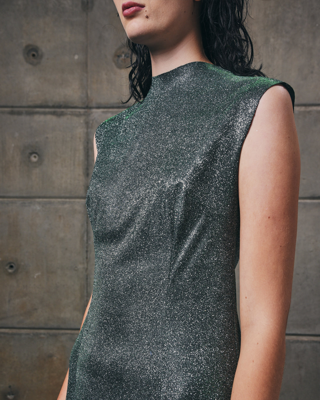 Emerald Lurex Slip Dress