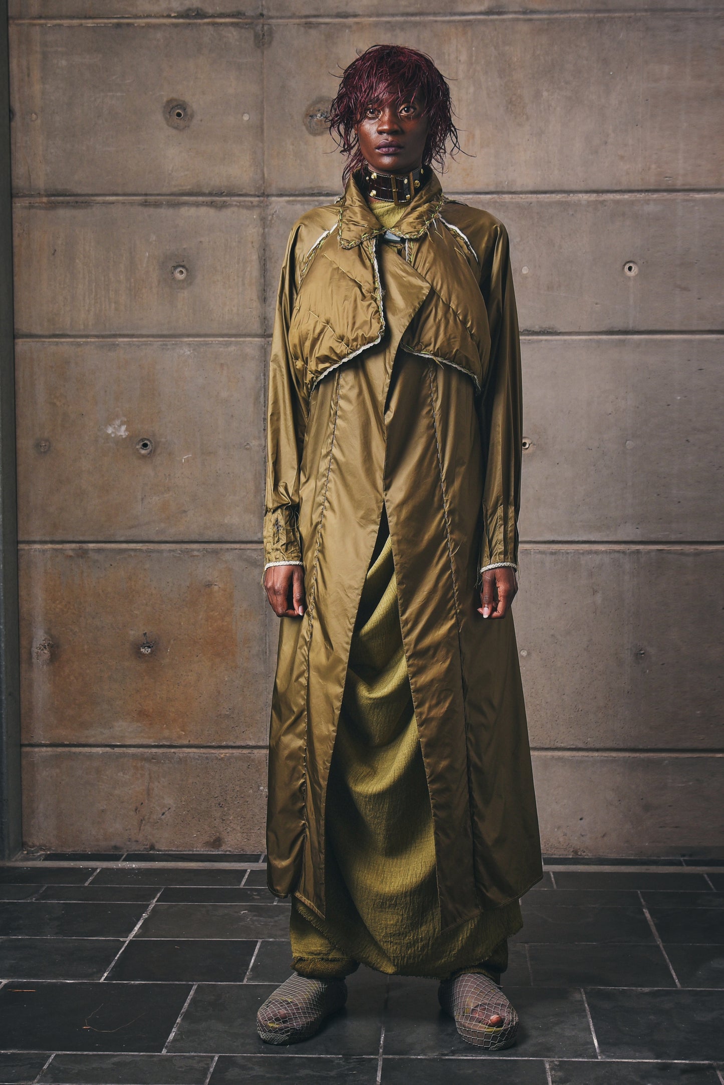 Artisanal Batting Nylon Trench Coat