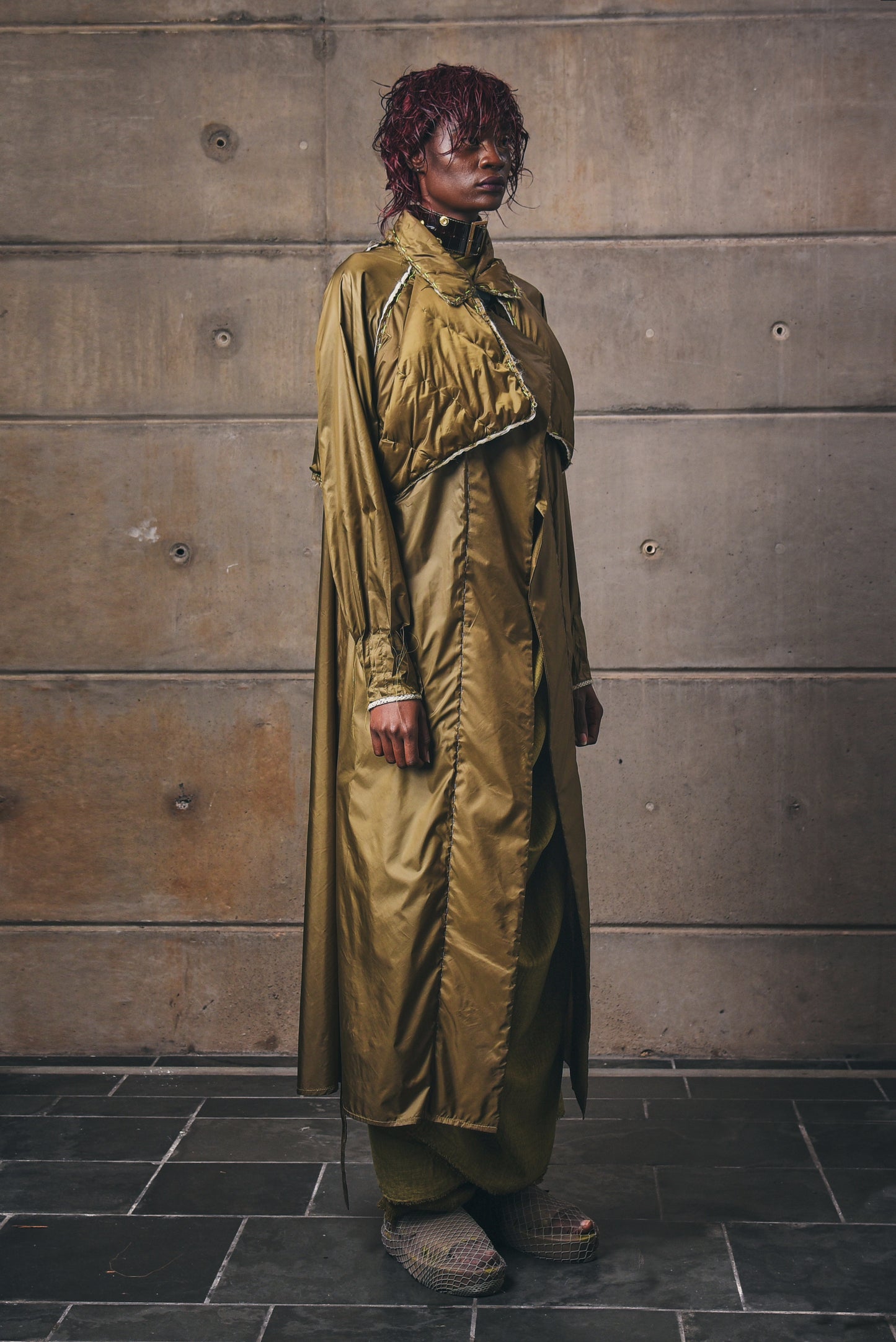 Artisanal Batting Nylon Trench Coat