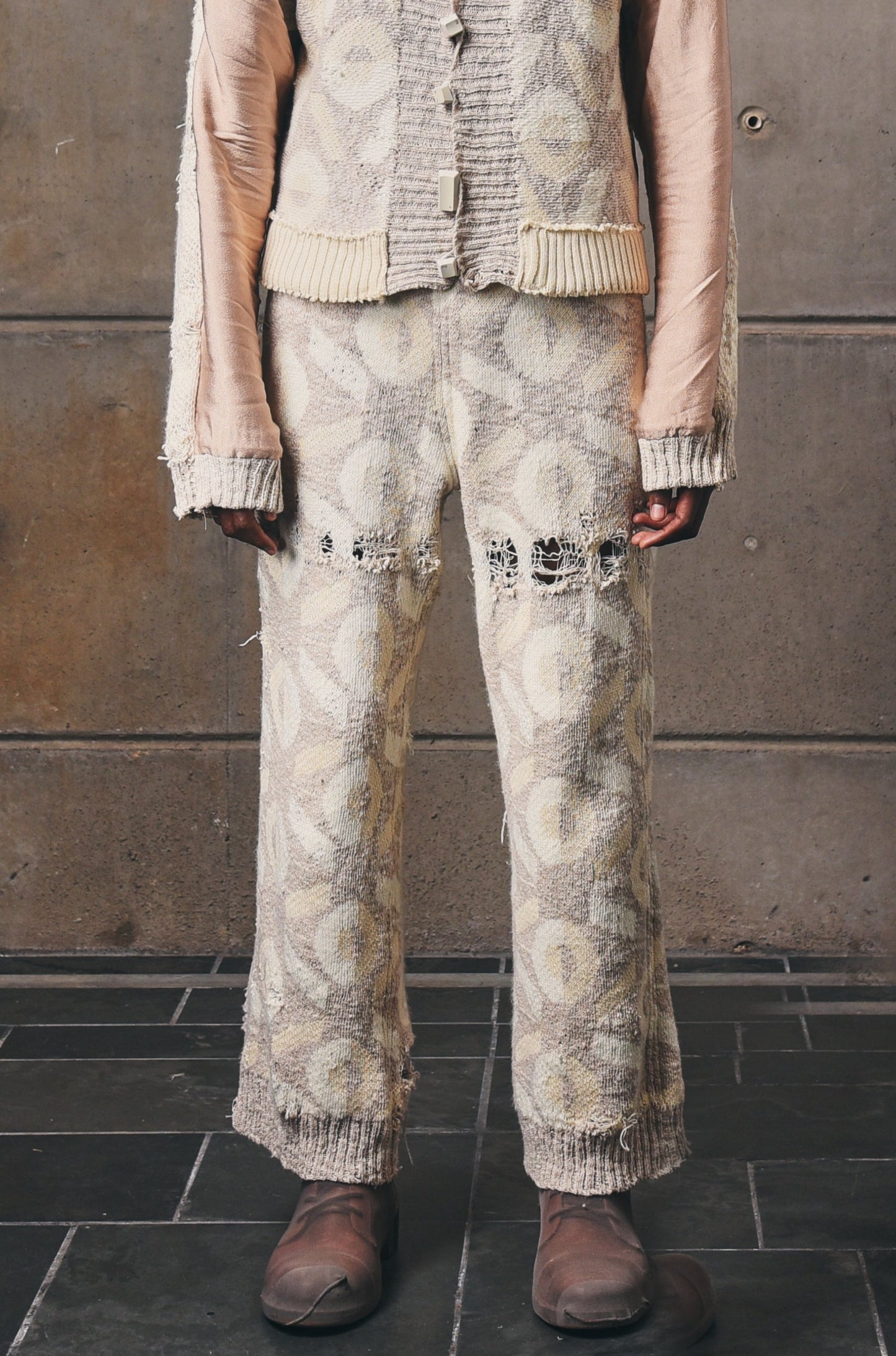 CTRL+ Distressed, Artisanal Knitwear Pants