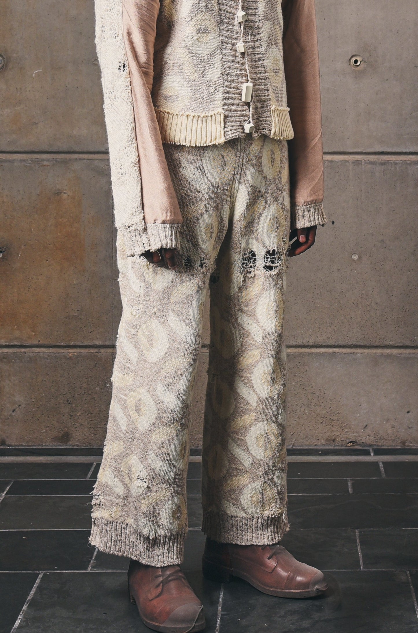 CTRL+ Distressed, Artisanal Knitwear Pants
