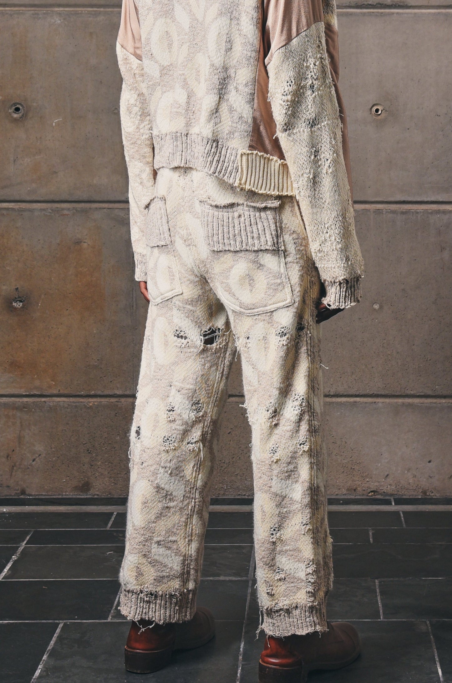 CTRL+ Distressed, Artisanal Knitwear Pants