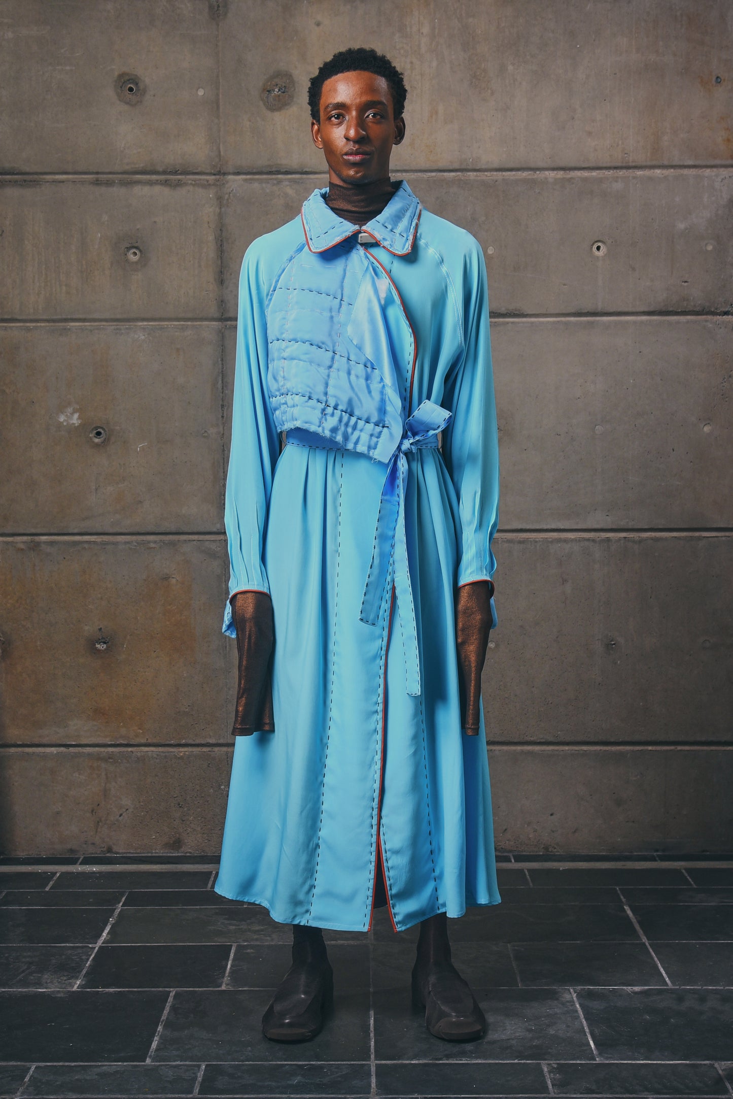 Artisanal Batting Silk Trench Coat