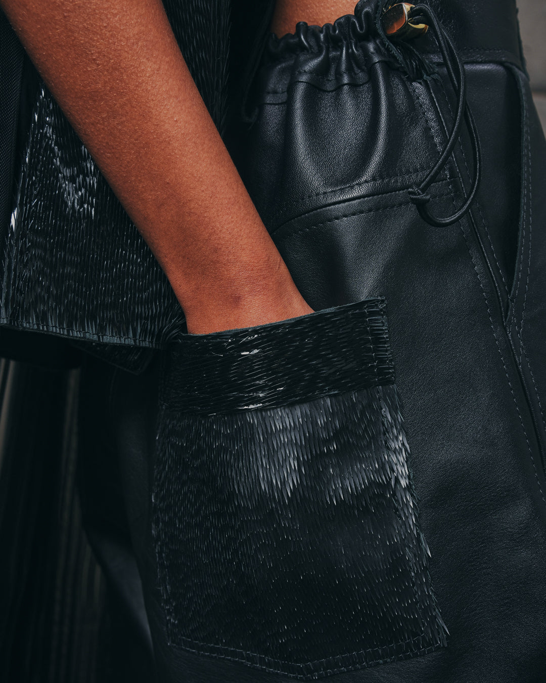 Connected Leather Shorts