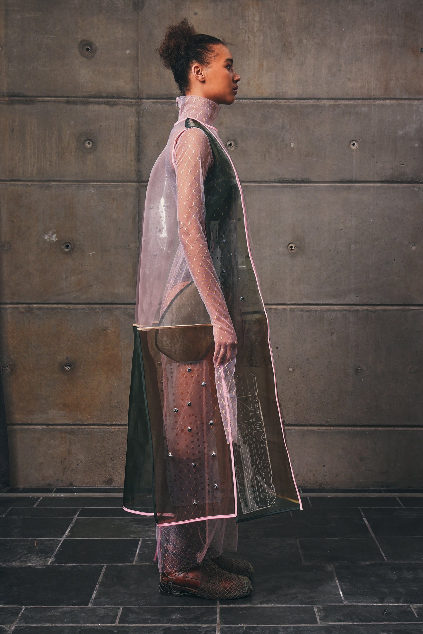 Keypad Nylon Sculpted Dress