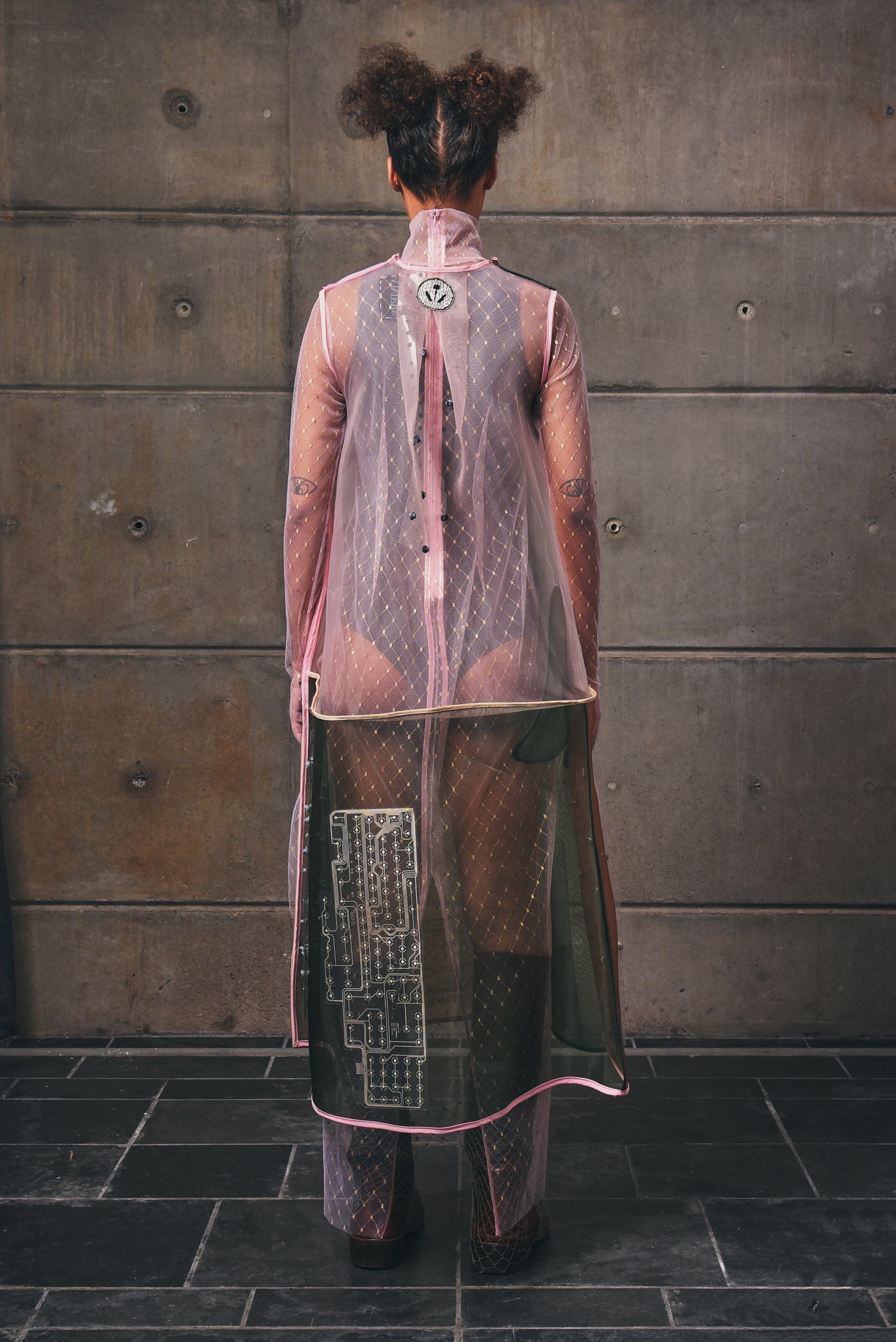 Keypad Nylon Sculpted Dress