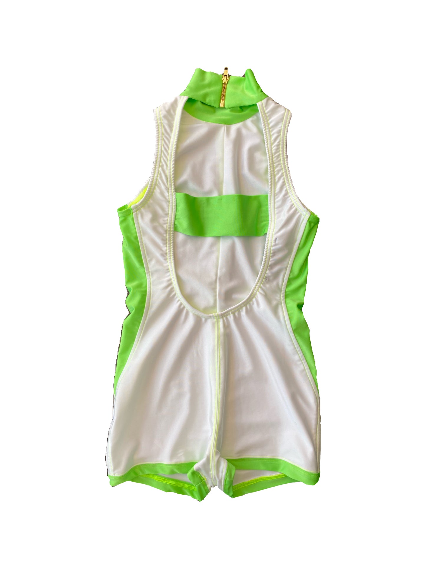 White & Neon Green Leotard