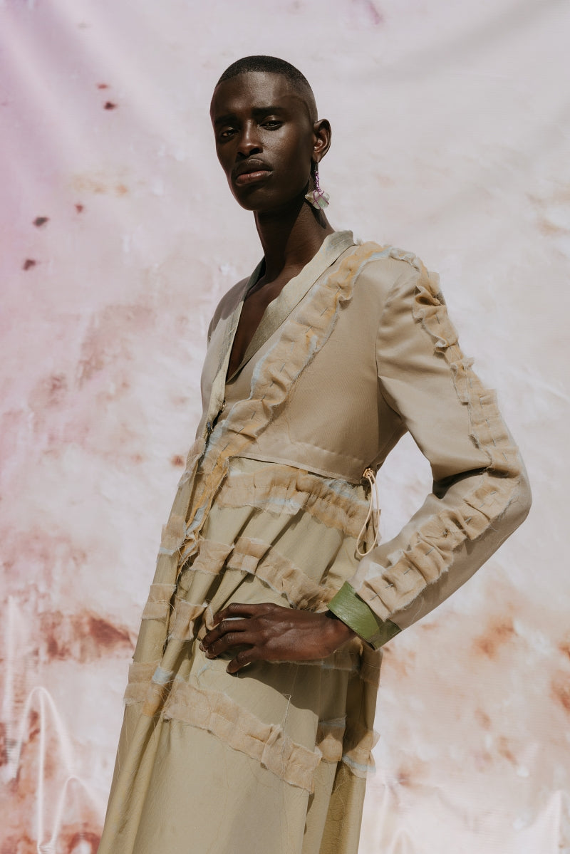 Dune Artisanal Silk Dress with Hand Embroidery Stitches