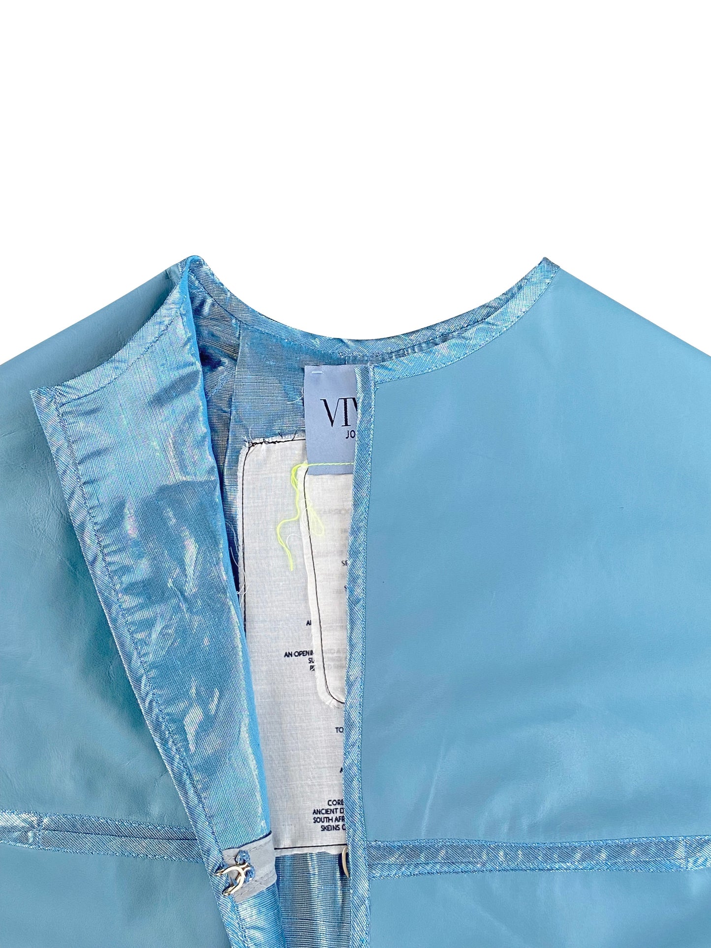 'Karoo Sky' Deadstock Leather Cocoon Coat with Silk Lame Tie-Belt