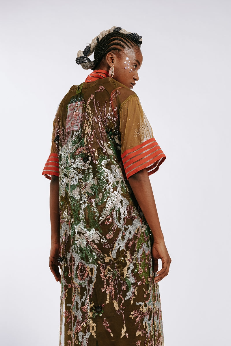 Hand Beaded 'Nebula' T-shirt Dress Viviers Studio Hand Beaded 'Nebula' T-shirt Dress Viviers Studio