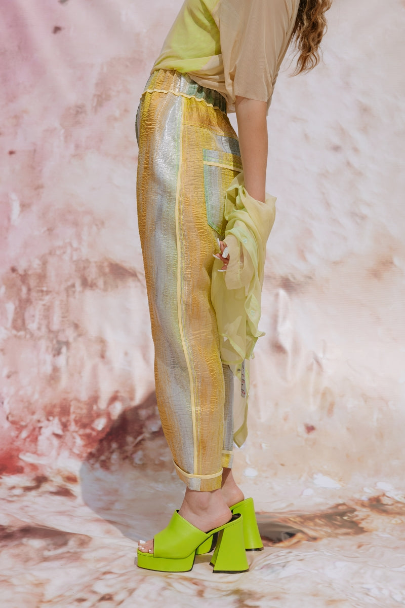 Brocade 'Kaleidoscopic' Arched-leg Pants