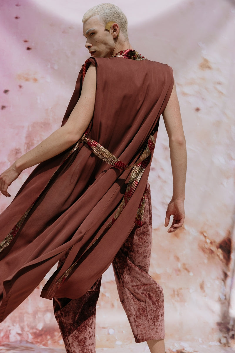 Crystal Encrusted Silk-crepe & Satin Robe with Hand-beaded Lamé Collars