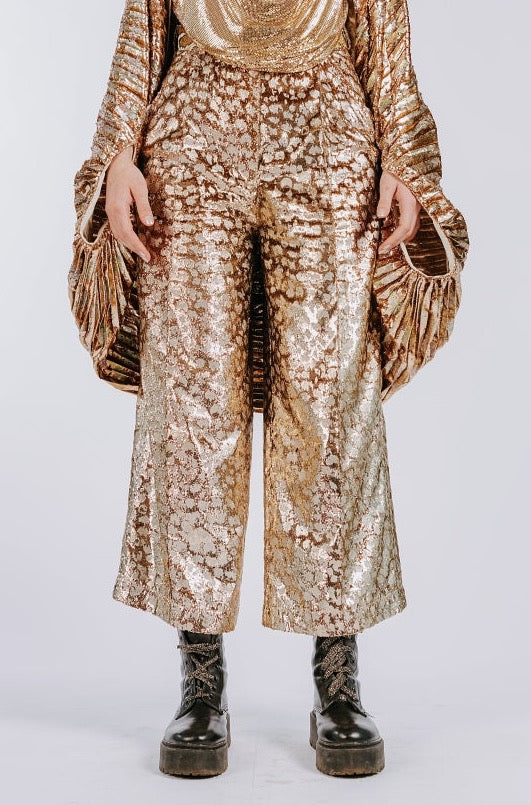 'Scintillating Gold' Vintage Lamé Tailored Trousers