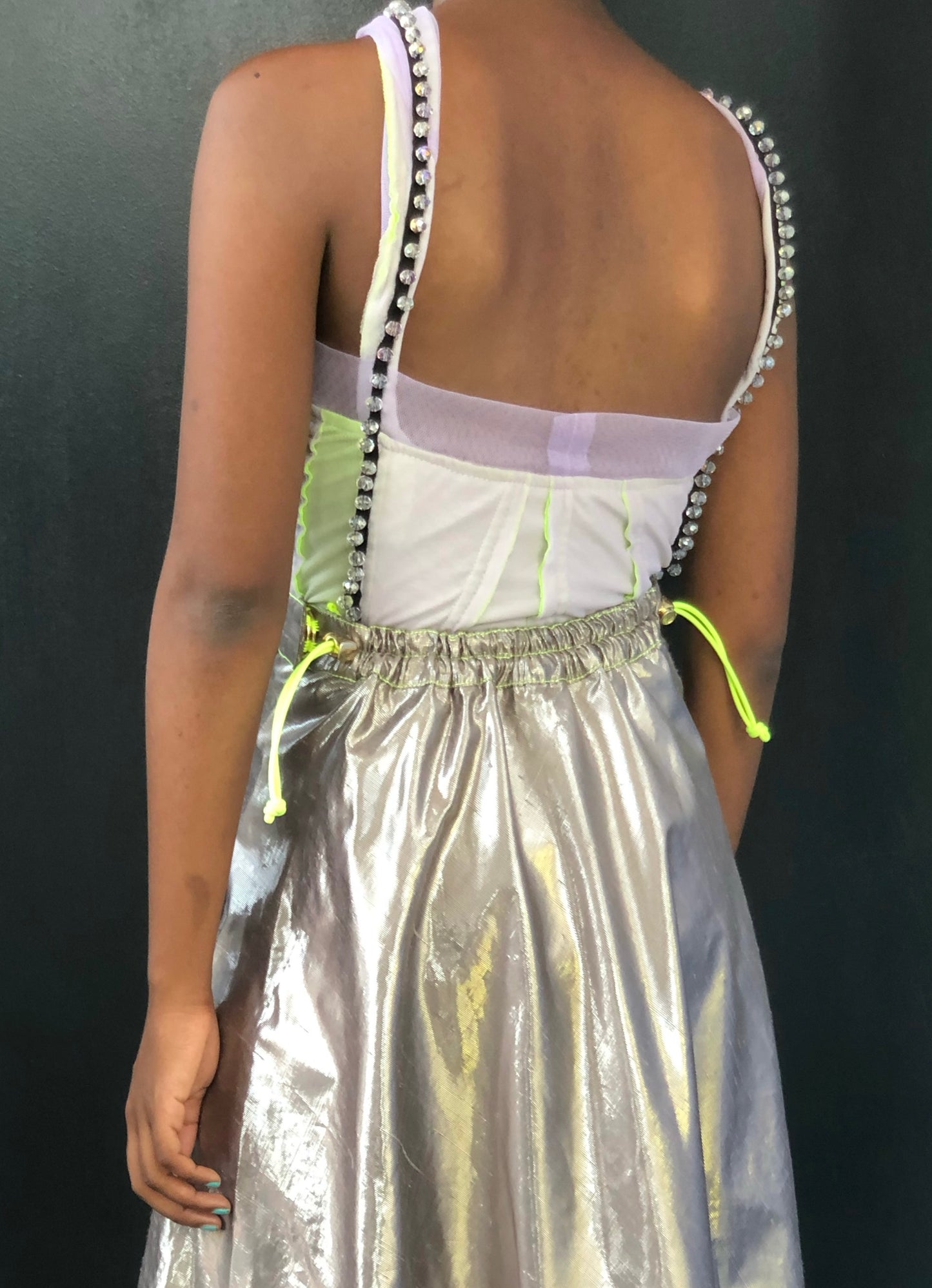 Metallic Silk Lamé A-line Skirt