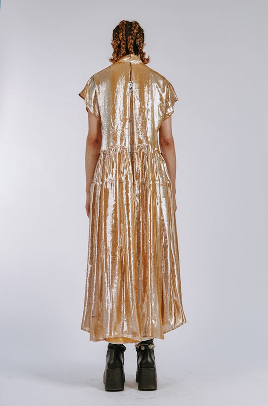 Radiant Gold Silk Maxi Dress