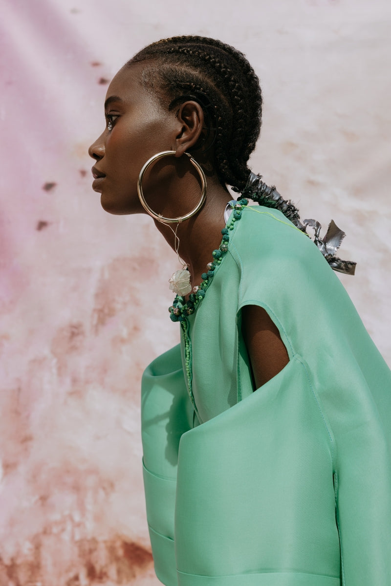 'Giada' Silk Dress With Beaded Handwork