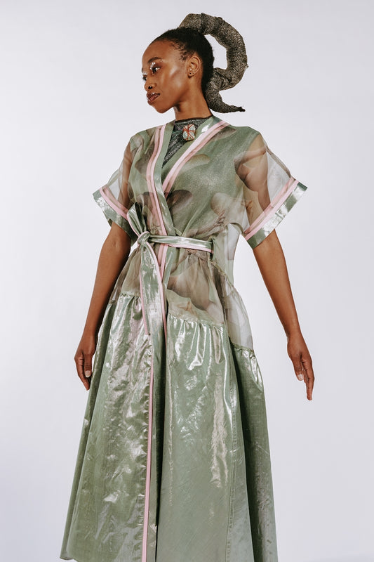 Reflection Butt-O-Body Silk Organza Wrap Maxi Dress