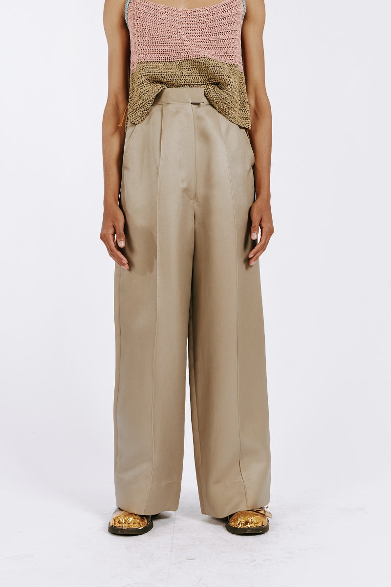 Wide-Leg Silk Trousers With an Elasticated Waistband