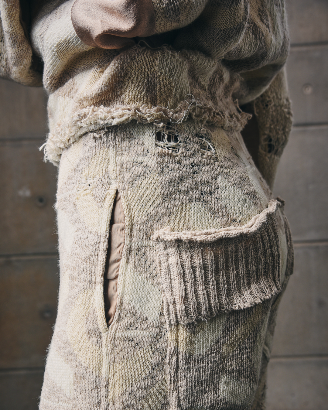 CTRL+ Distressed, Artisanal Knitwear Pants