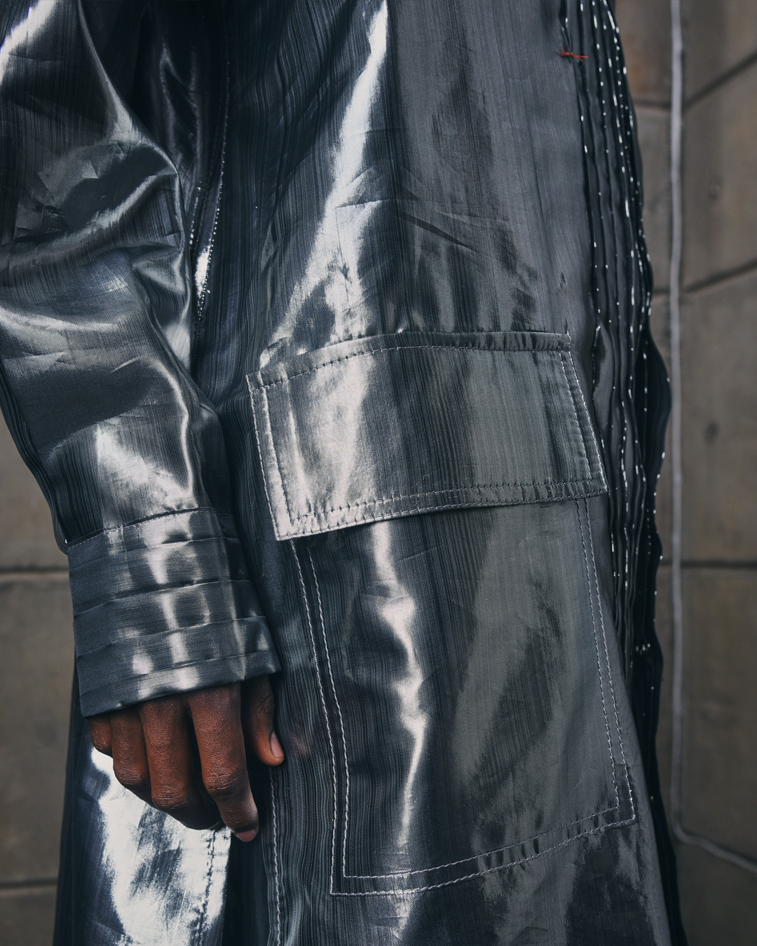 Liquid Silver Shirt Dress