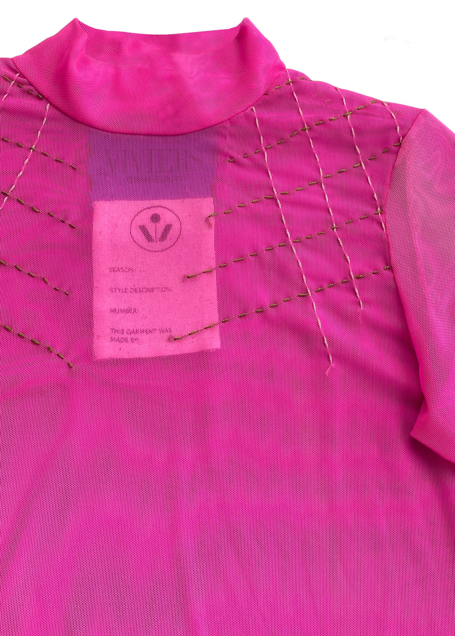 STRETCH MESH ROLL NECK TOP