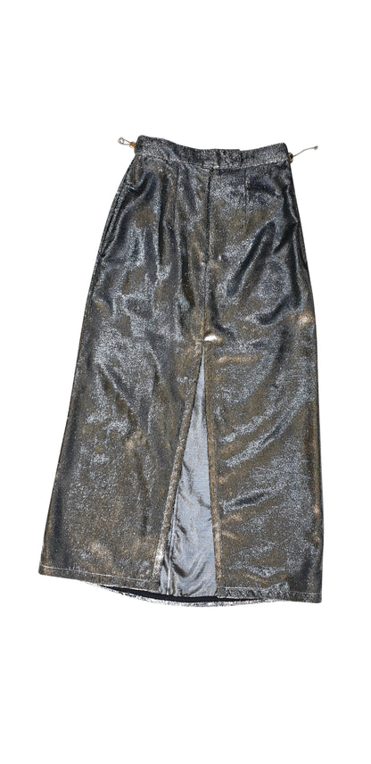 Silver Eyelash Lame Column Skirt