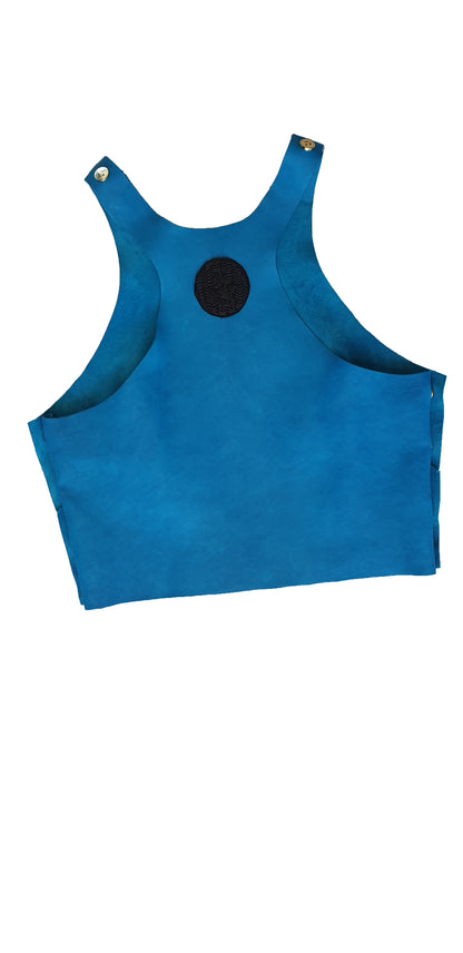 Blue Nappa Leather Racy Bolt Top With Adjustable Shoulder Strap