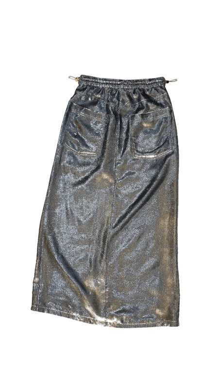 Silver Eyelash Lame Column Skirt