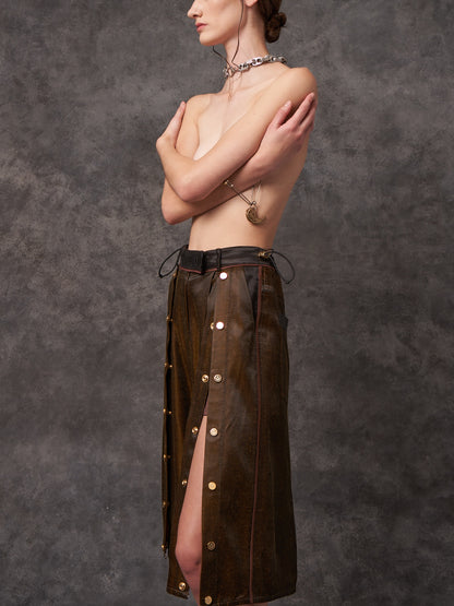 Japanese Acetate Bermuda Popper Shorts with Black Ostrich Shin Details