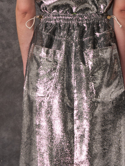 Silver Eyelash Lame Column Skirt