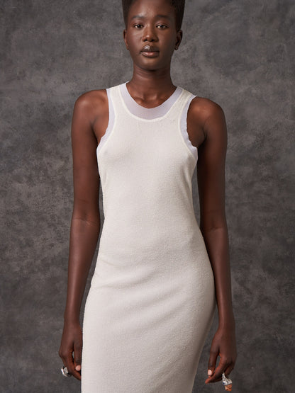 White Racy Column Stretch Dress