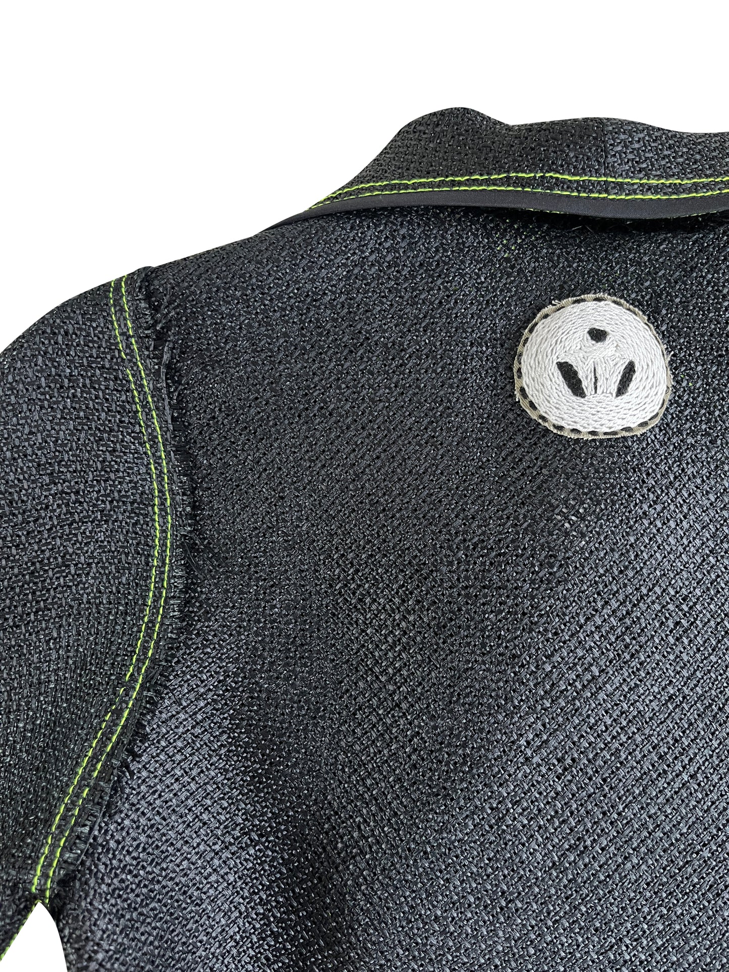 Black Vintage Raffia Cropped Biker Jacket