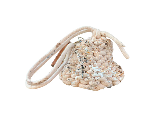 Pink Artisanal Hand-Knitted Ceramic bag in Pure Wool