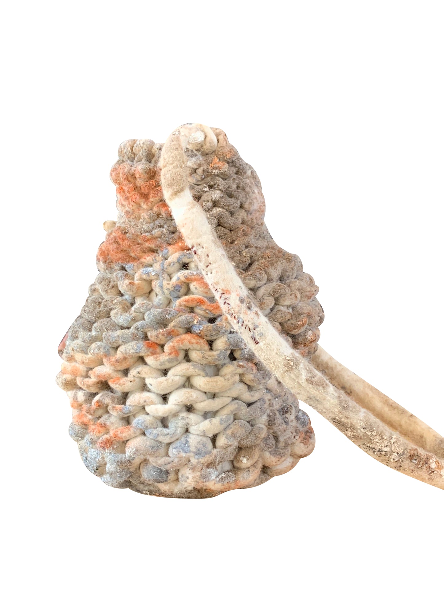 Grey Artisanal Hand-Knitted Ceramic Bag in Pure Wool
