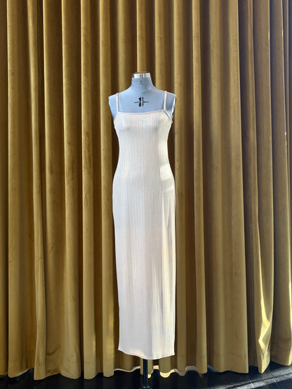 Pearl Liquid Foil  Spaghetti Dress