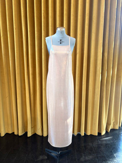 Pearl Liquid Foil Halter Spaghetti Dress