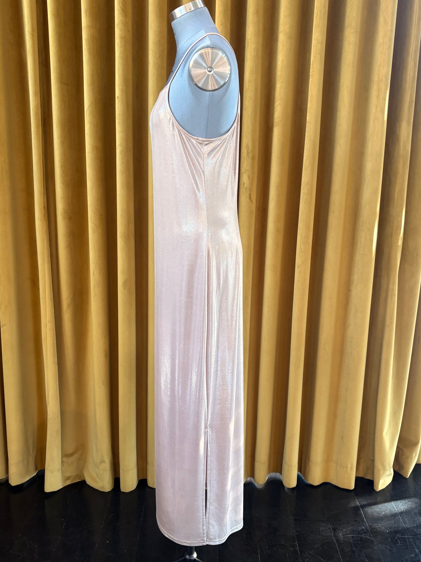 Pearl Liquid Foil Halter Spaghetti Dress