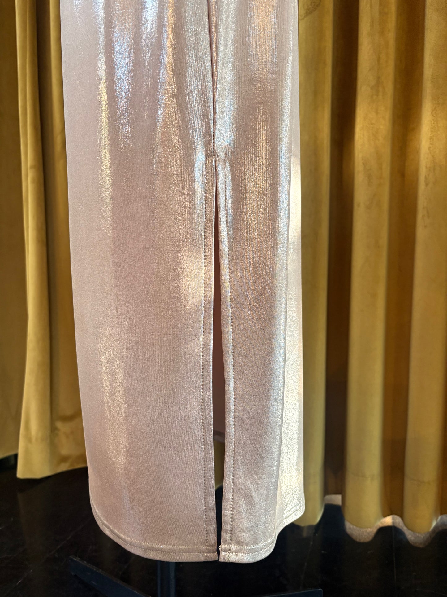 Pearl Liquid Foil Halter Spaghetti Dress