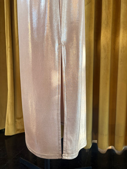 Pearl Liquid Foil Halter Spaghetti Dress