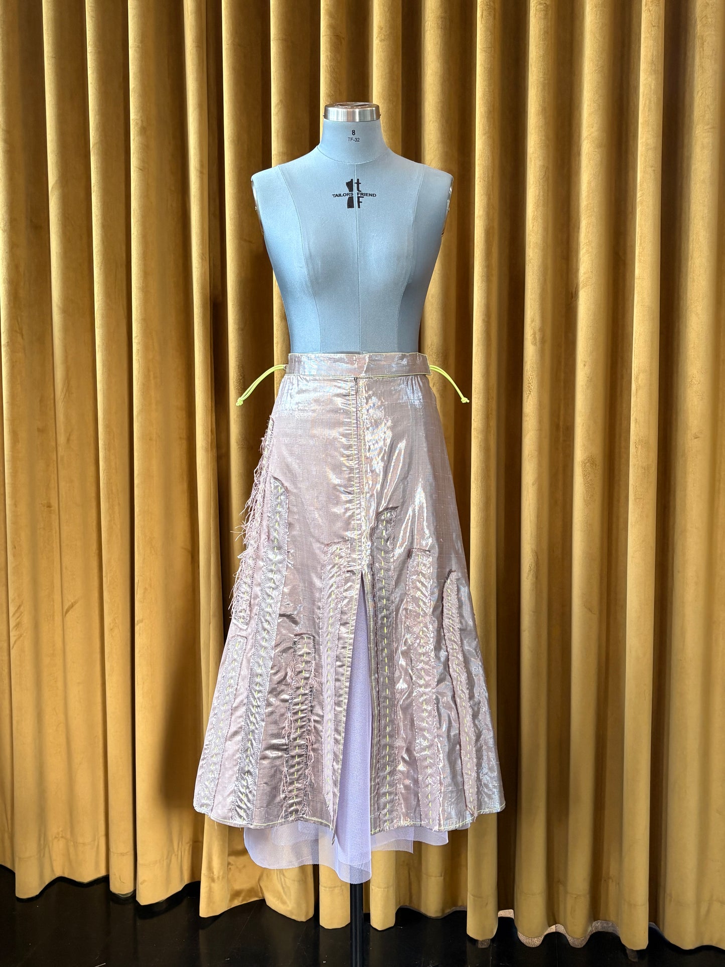 Lilac Silk Lame Bias Quarter Circle Skirt Lilac Tulle Lining