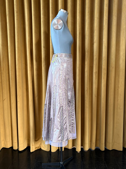 Lilac Silk Lame Bias Quarter Circle Skirt Lilac Tulle Lining