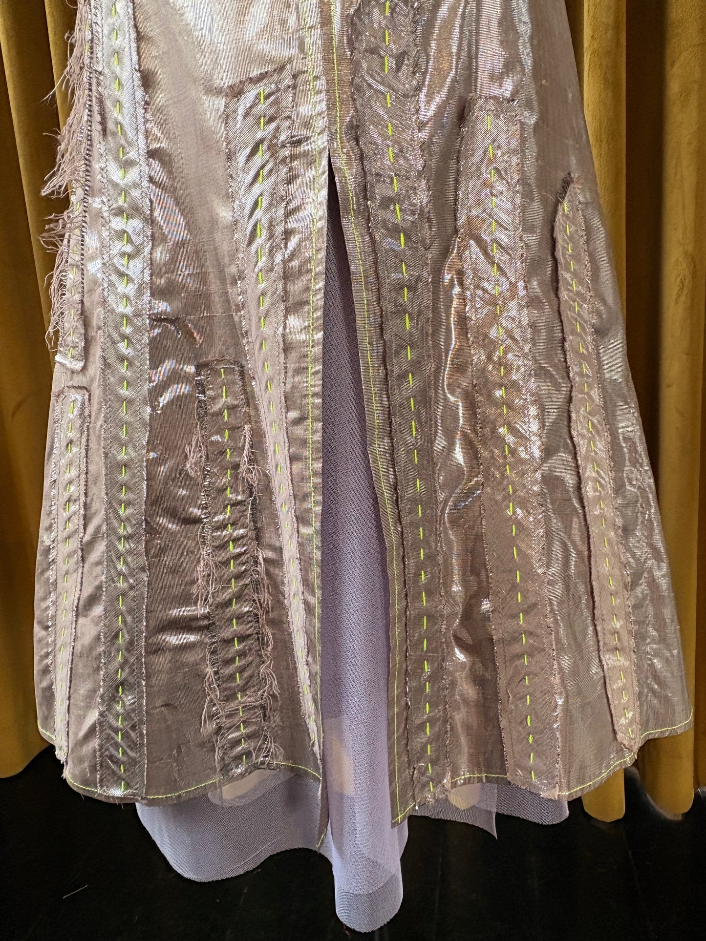 Lilac Silk Lame Bias Quarter Circle Skirt Lilac Tulle Lining